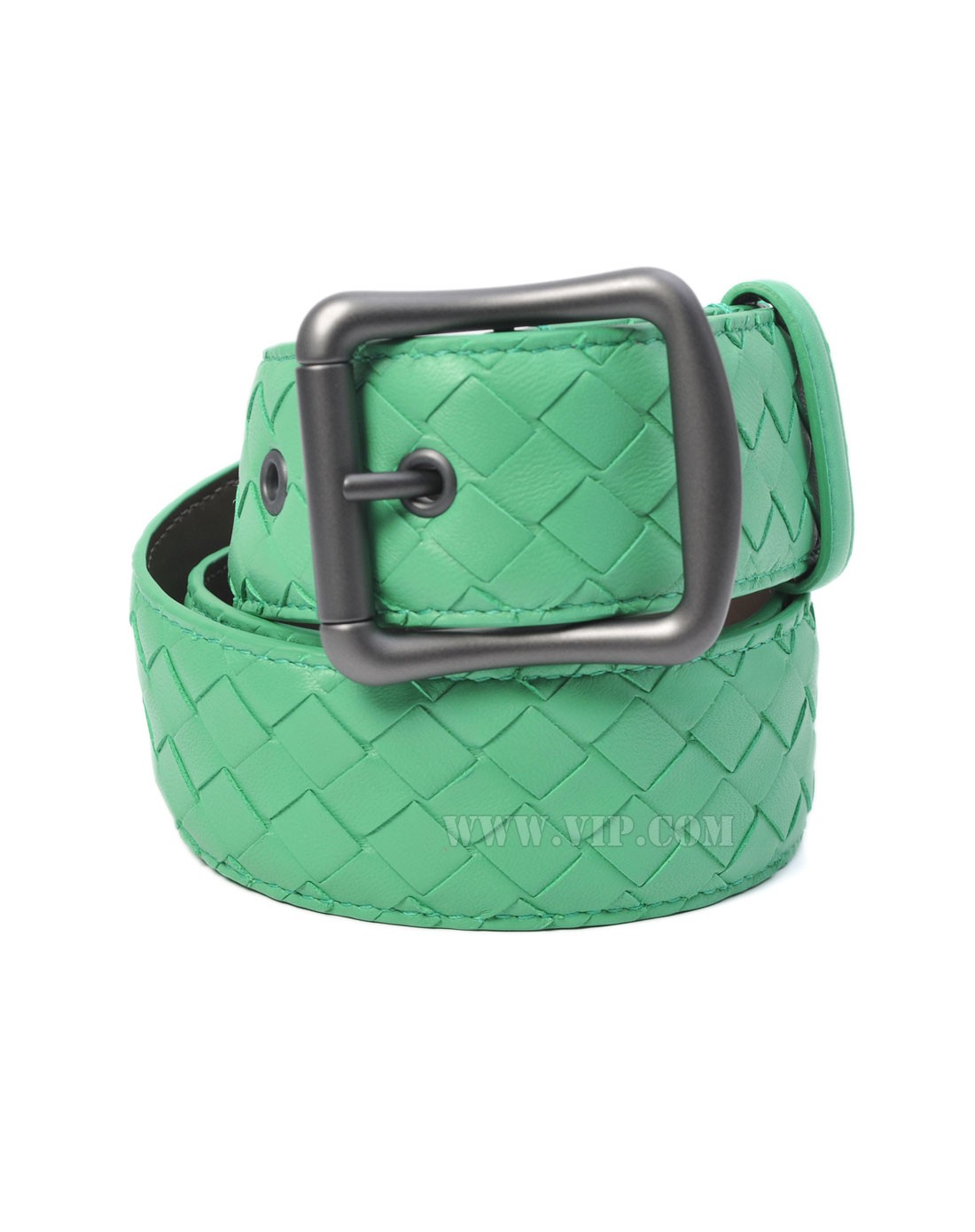> bottega veneta 女款浅绿色编织面休闲针扣皮带