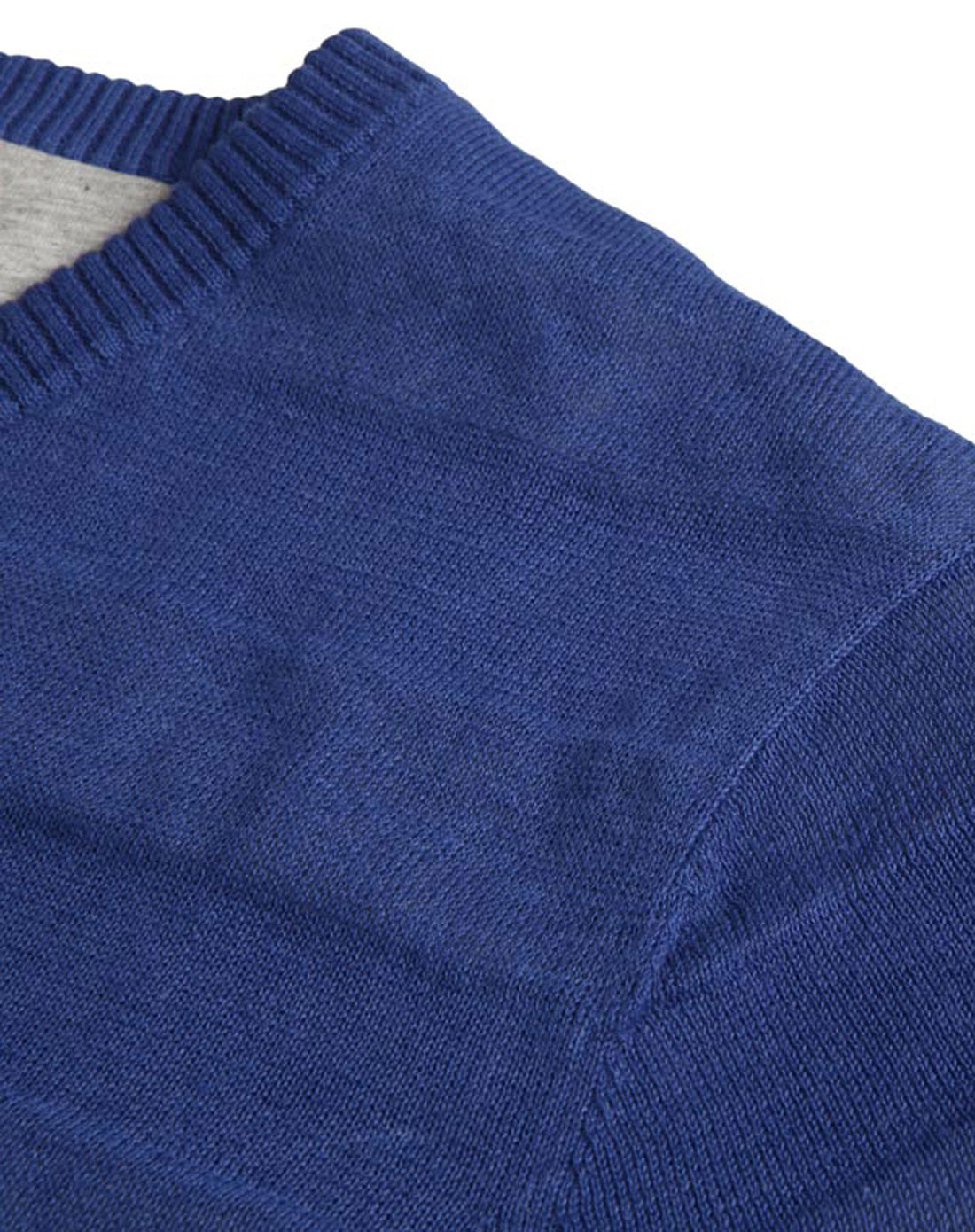 普蓝色v领长袖毛衫