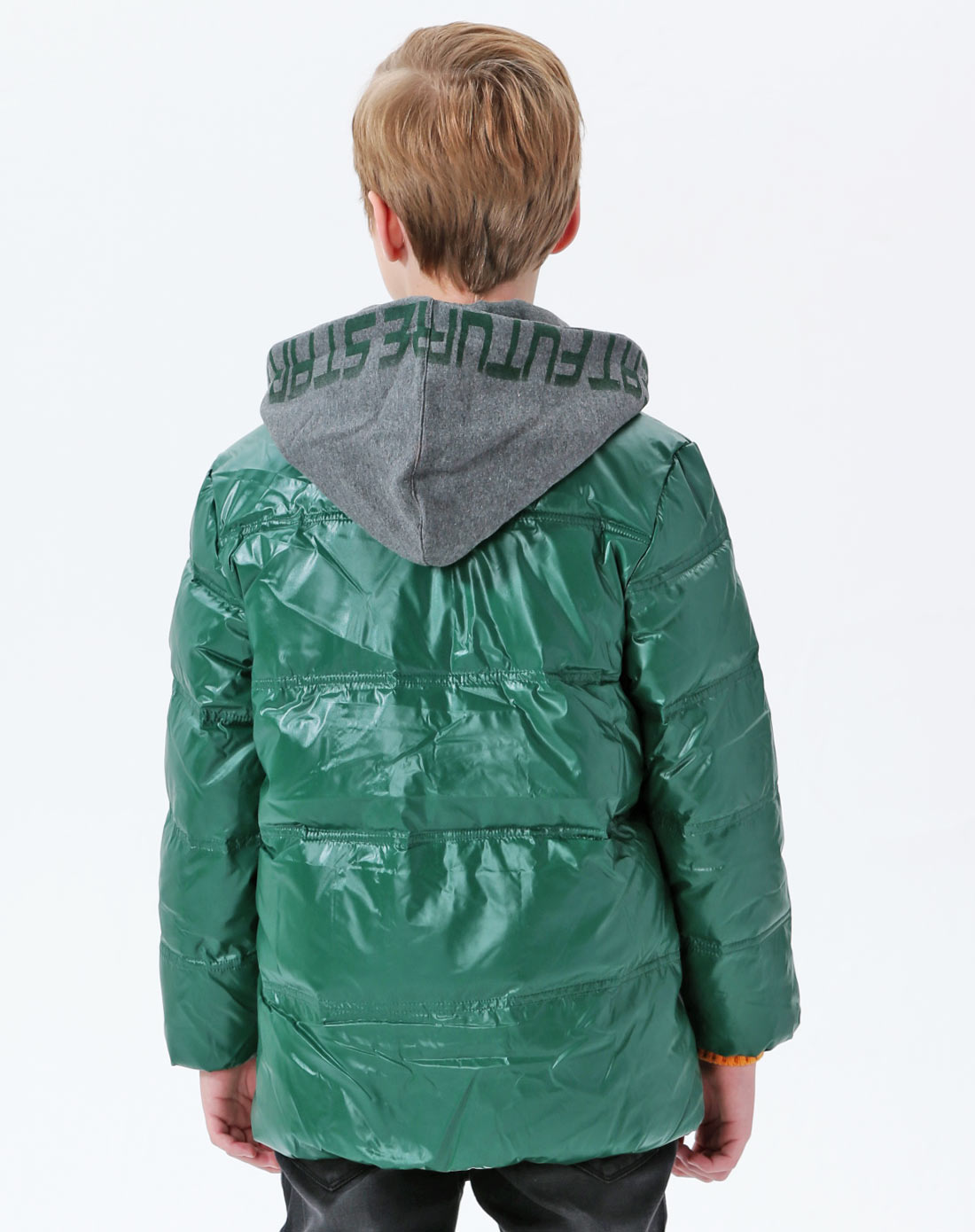 男童浅钴蓝针织帽羽绒服