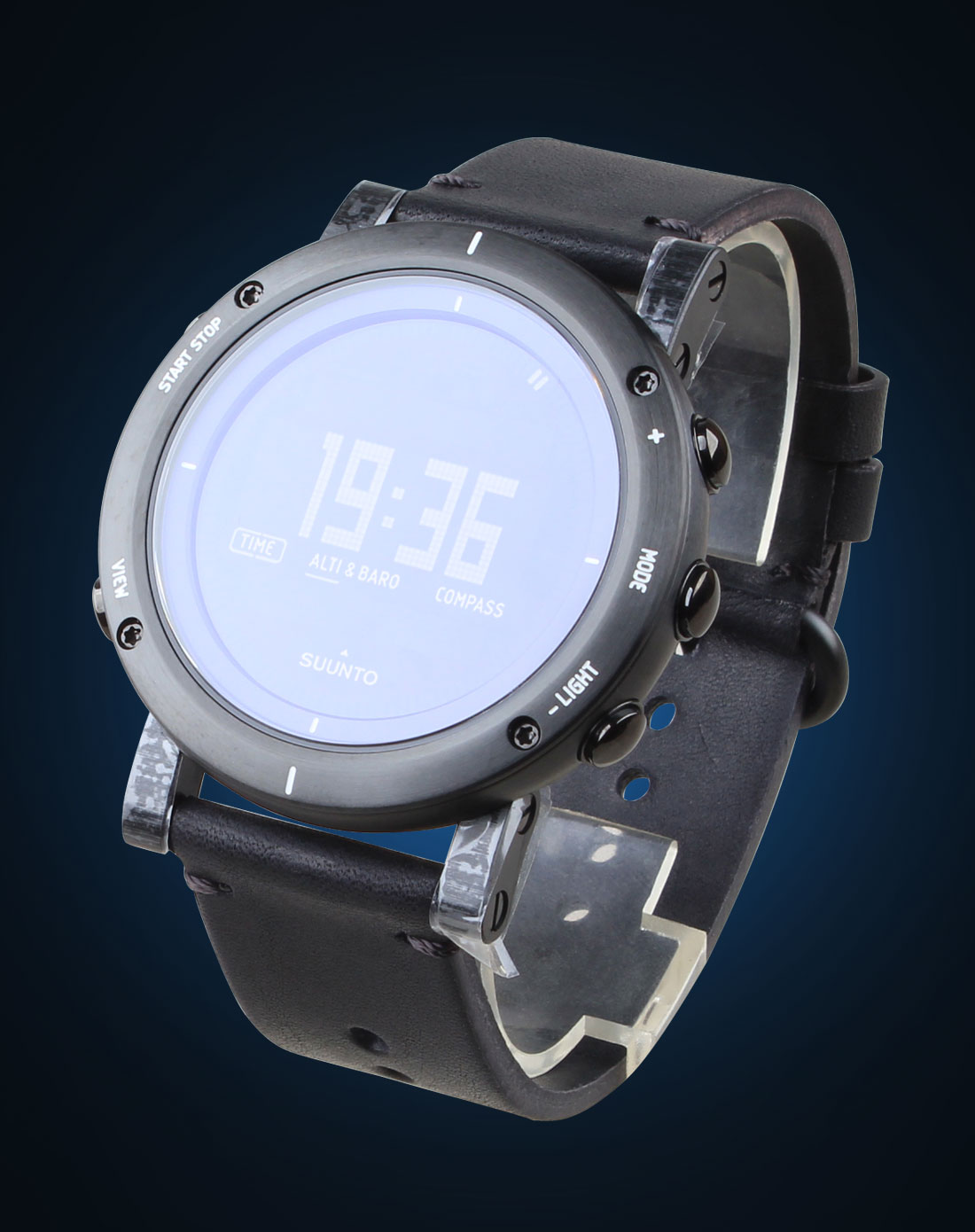 suunto 颂拓 本源系列 黑色牛皮表带 男士 黑色 户外运动腕表