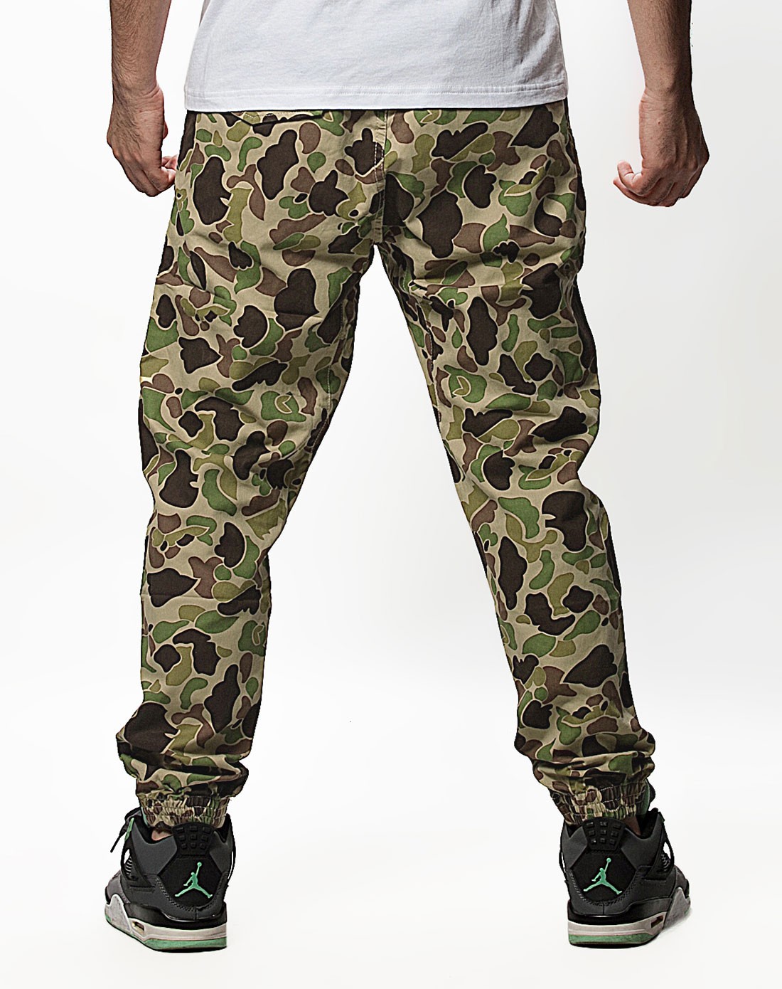 he75 denim 军事迷彩风 男款迷彩色休闲长裤 修身收脚