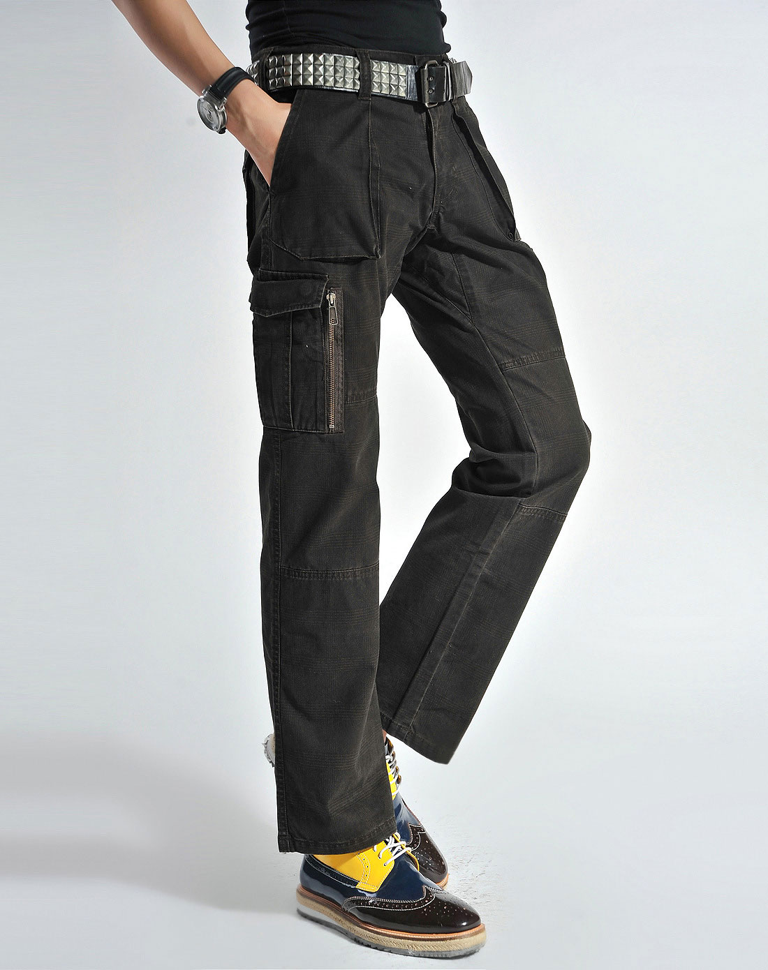 男咖啡休闲风潮男士多袋裤