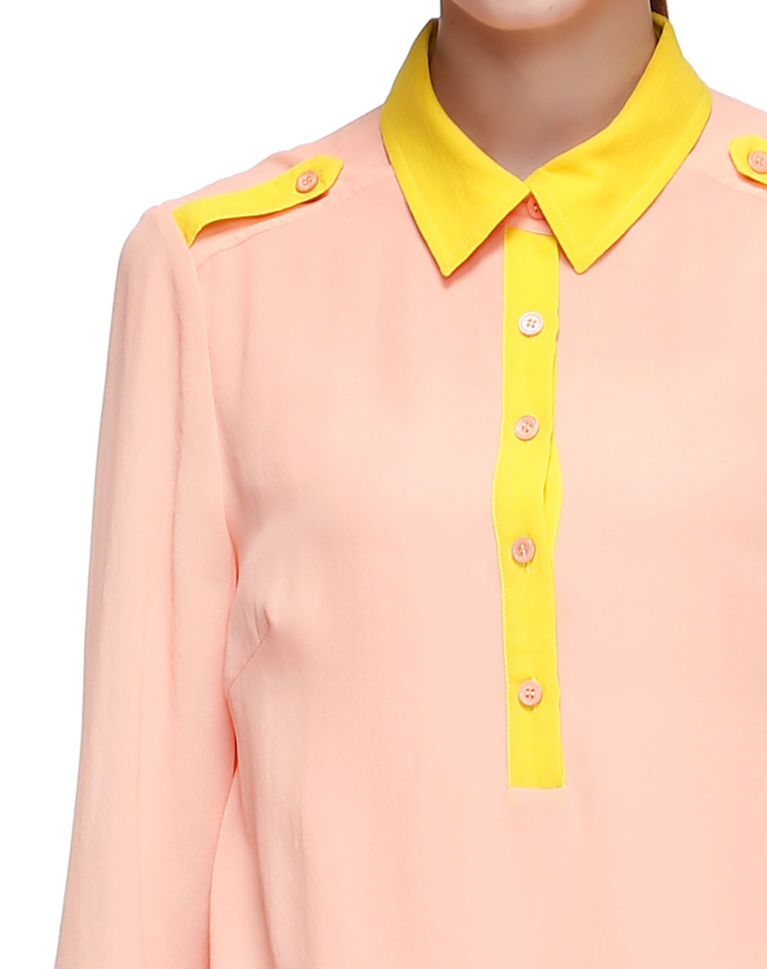 浅桔色简洁气质七分袖连衣裙