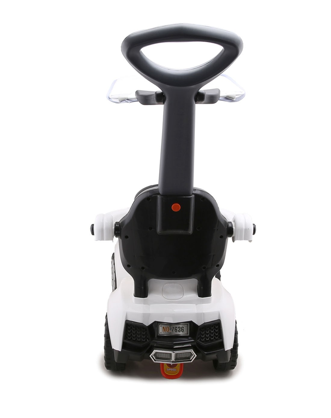 【新款】仿真机器人助步车白色长推把带顶棚带护栏奢华版