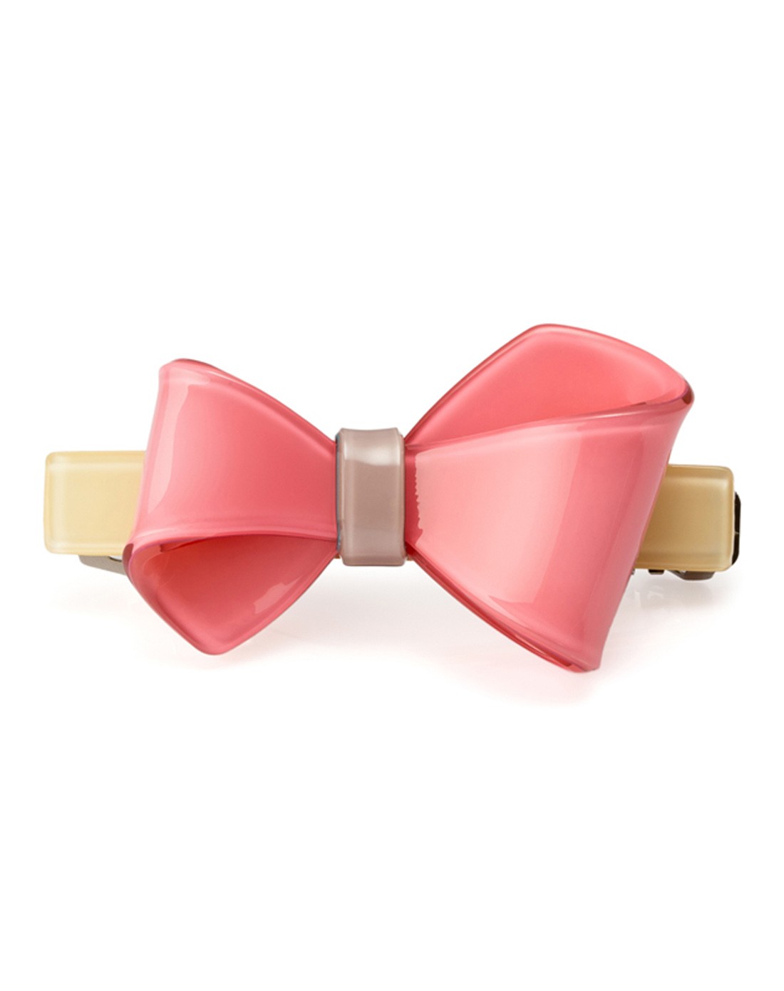 暗粉色韩式传统扁平蝴蝶结发夹