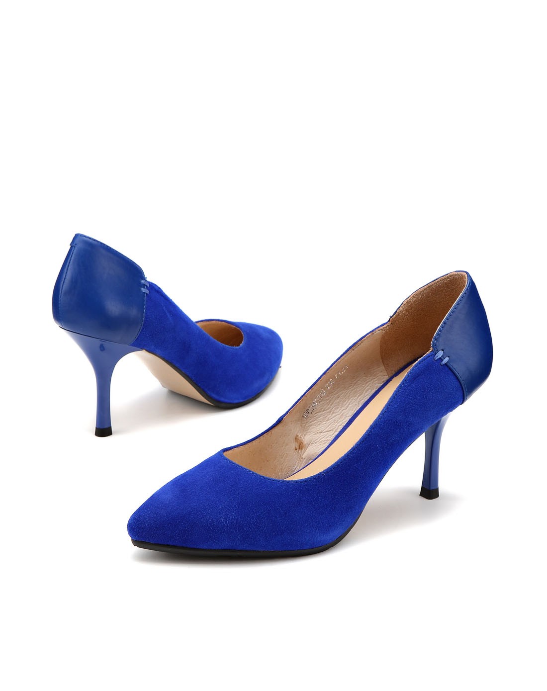 女款宝蓝色简约职业正装高跟单鞋