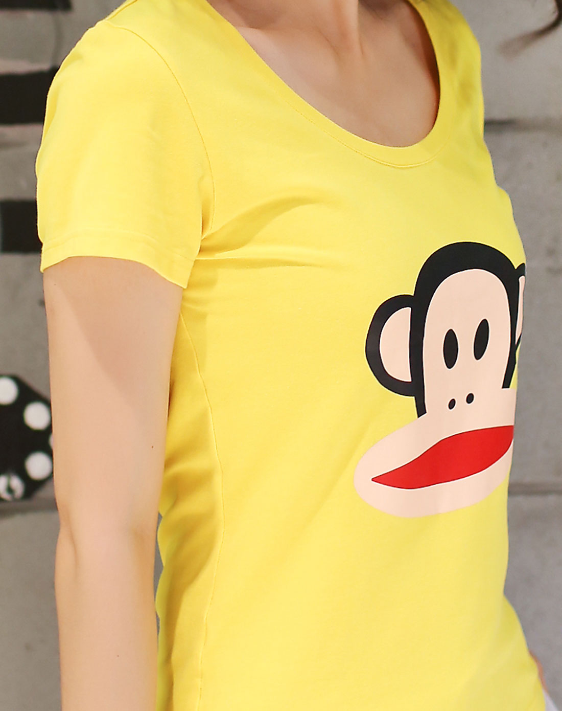 大嘴猴 女款黄色印花短袖t恤