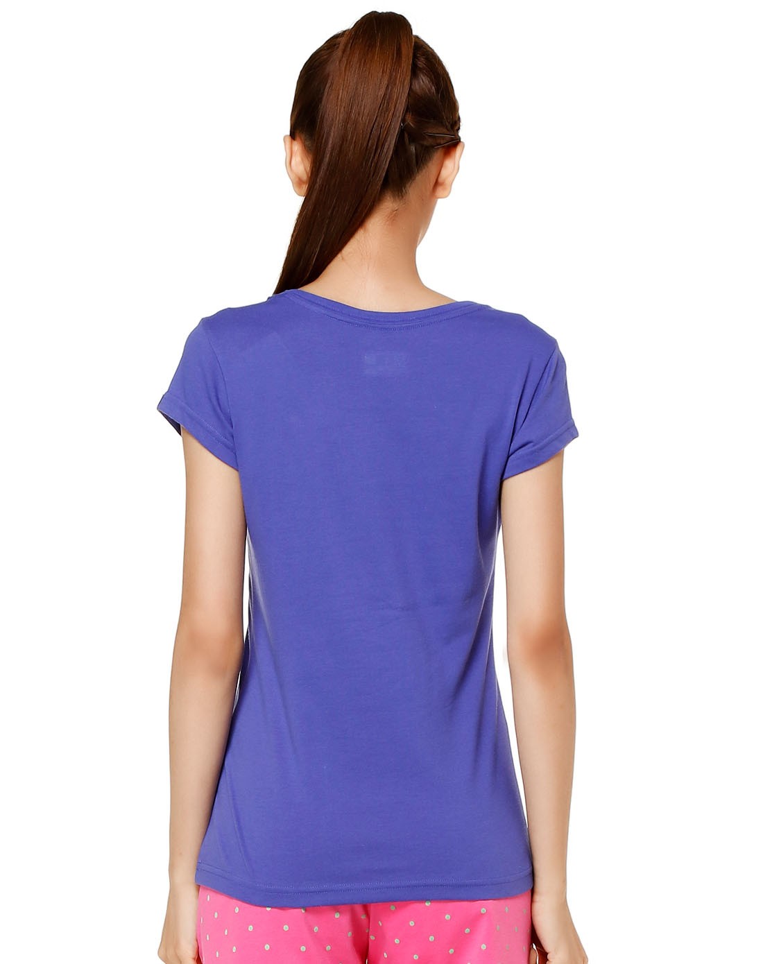 透气排汗 女款蓝紫色短袖t恤 斯文新颖