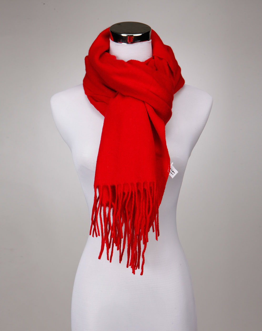 大红色简约素色羊毛披肩