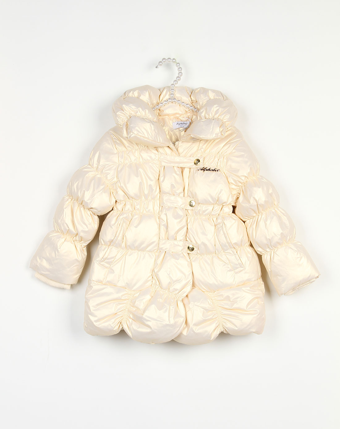 爱法贝alphabet男女童专场-女童金黄色大翻领长袖羽绒服