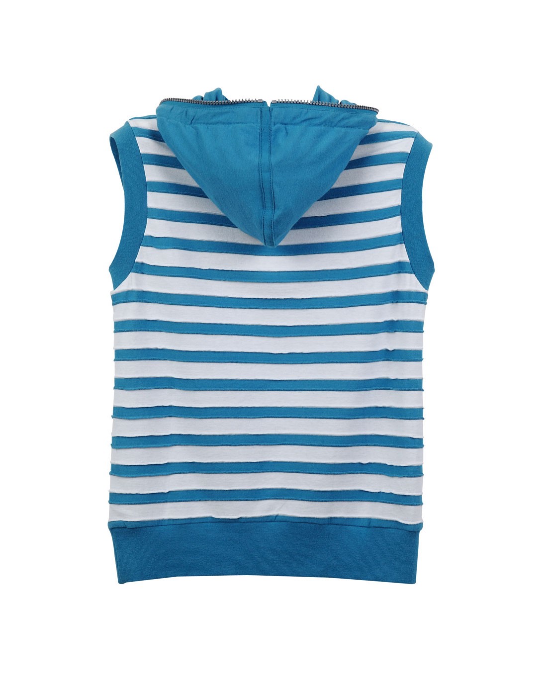 男童蓝白条连帽背心