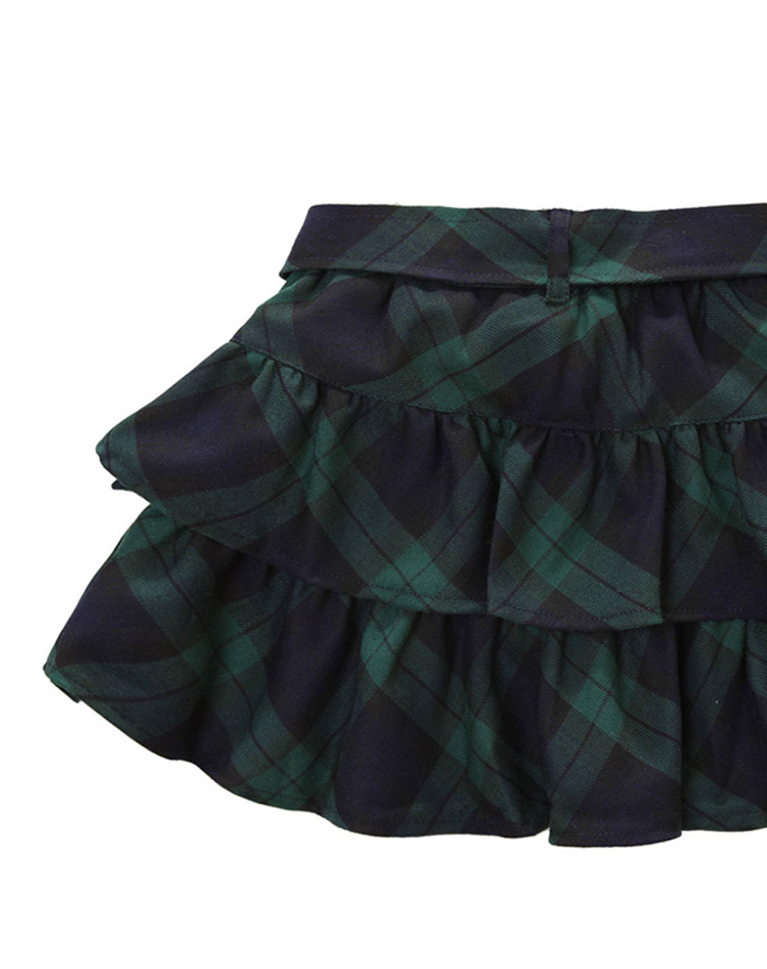 女童藏青色褶皱裙摆腰裙