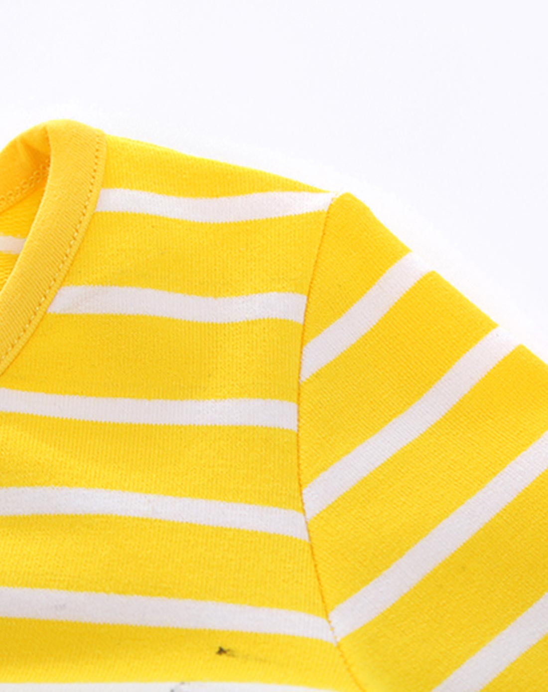 女童黄白条纹长袖连衣裙