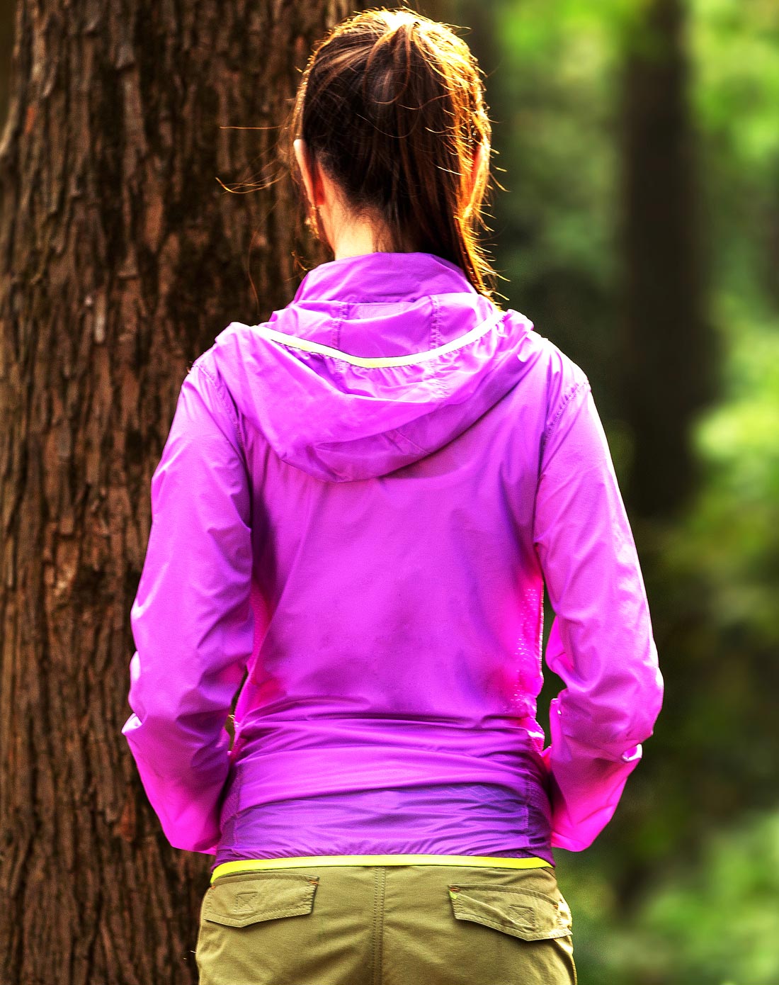 100%锦纶 女款紫色皮肤风衣 超薄防晒