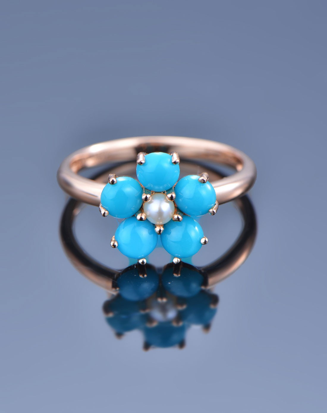 首发18k金镶蓝松石戒指