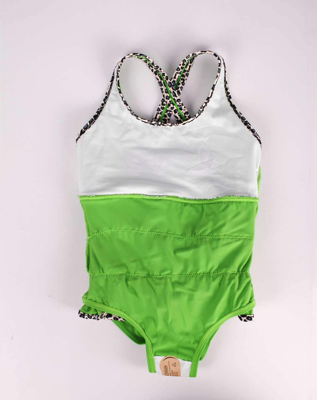 兰嘟吡 女童绿色爱字型连体裙式泳衣