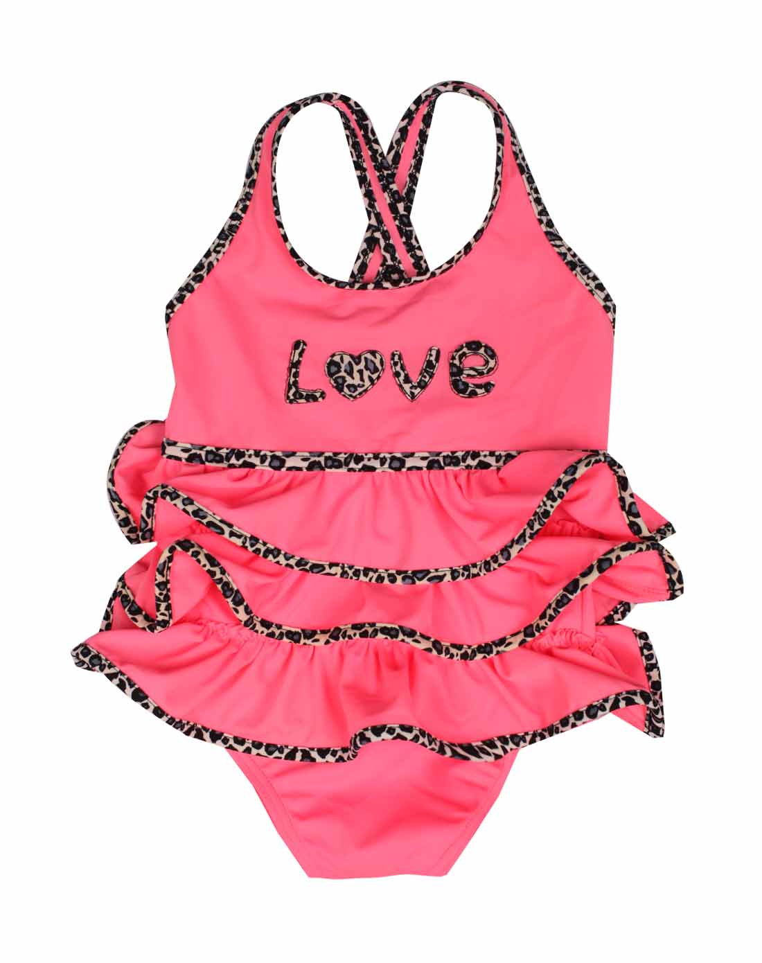 兰嘟吡 女童西红爱字型连体裙式泳衣
