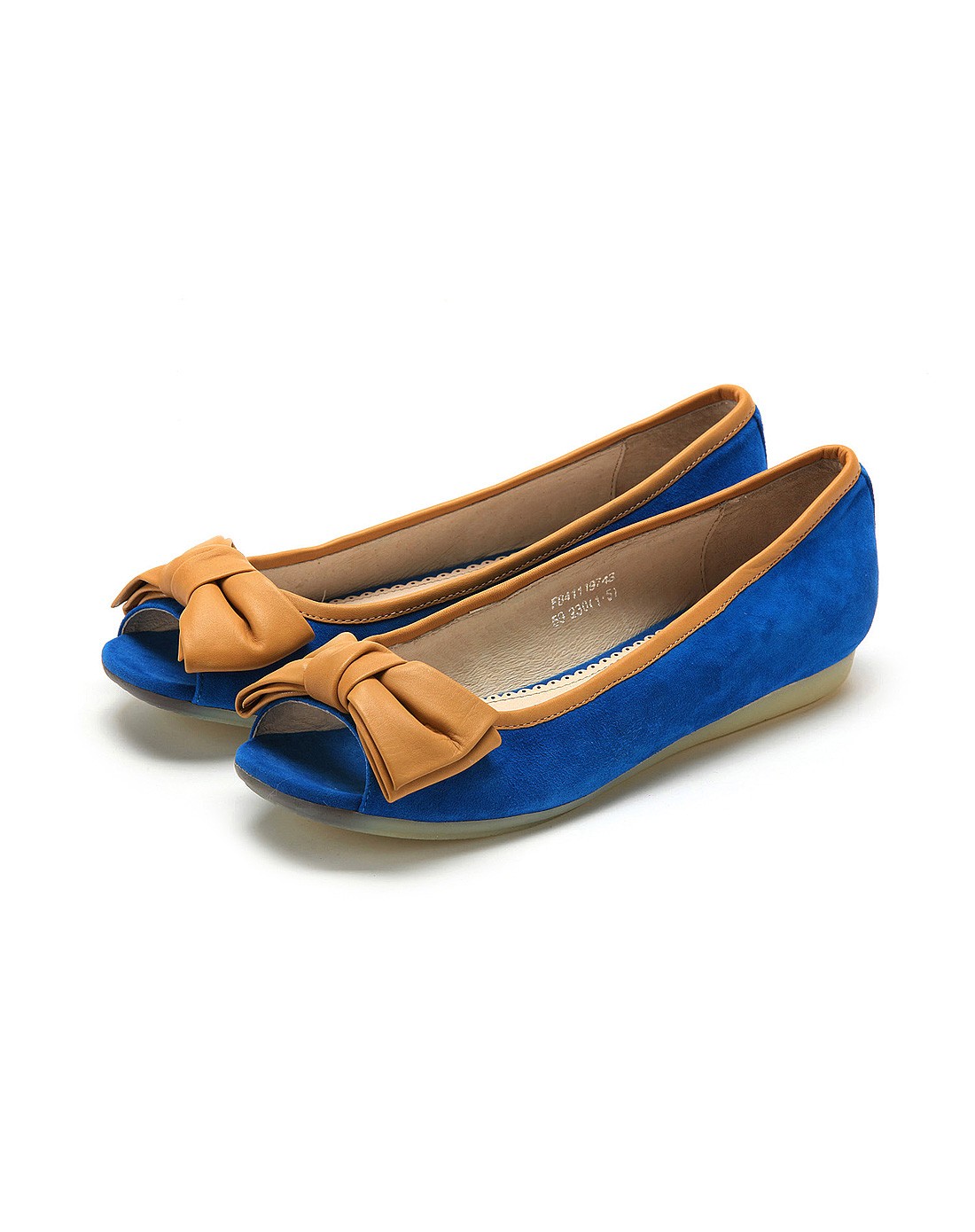 菲伯丽尔fbl 宝蓝色绒面羊皮鱼嘴鞋