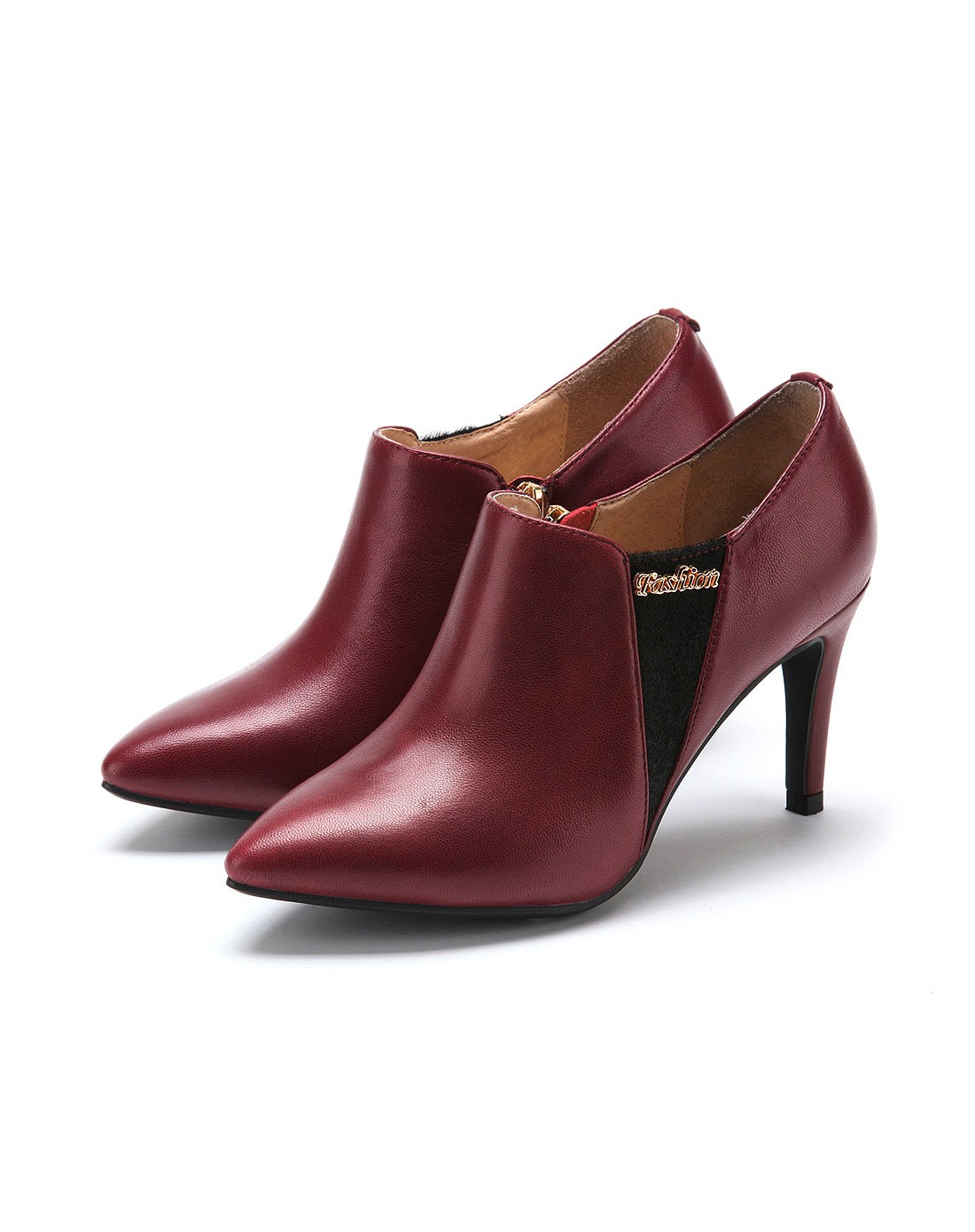 星期六集团品牌女鞋菲伯丽尔fondberyl 2015年新款酒红色珠光羊皮单鞋