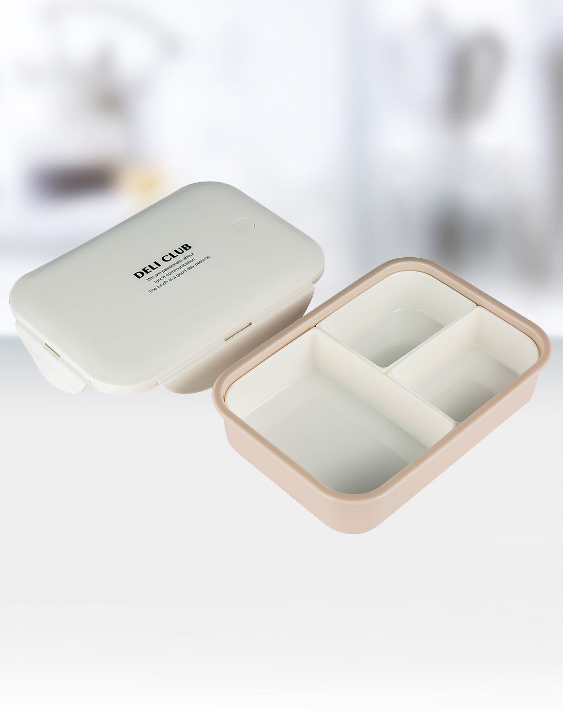 asvel 环保无毒 微波炉用 时尚带分隔便当饭盒 500ml(白色)