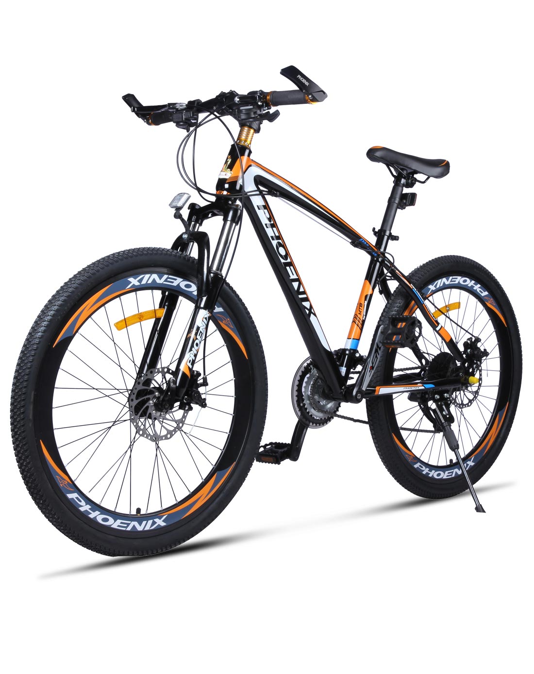 凤凰自行车专场直发货凤凰 中性款黑橙26寸高刀破风山地车 24速双碟刹