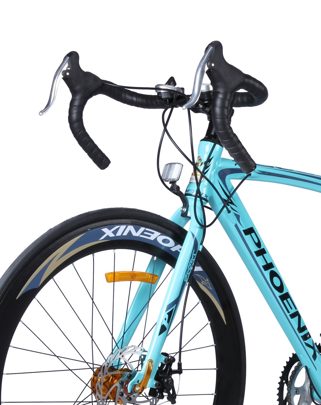 凤凰自行车专场直发货凤凰 中性款绿蓝700cc高刀弯把公路车 铝架14速