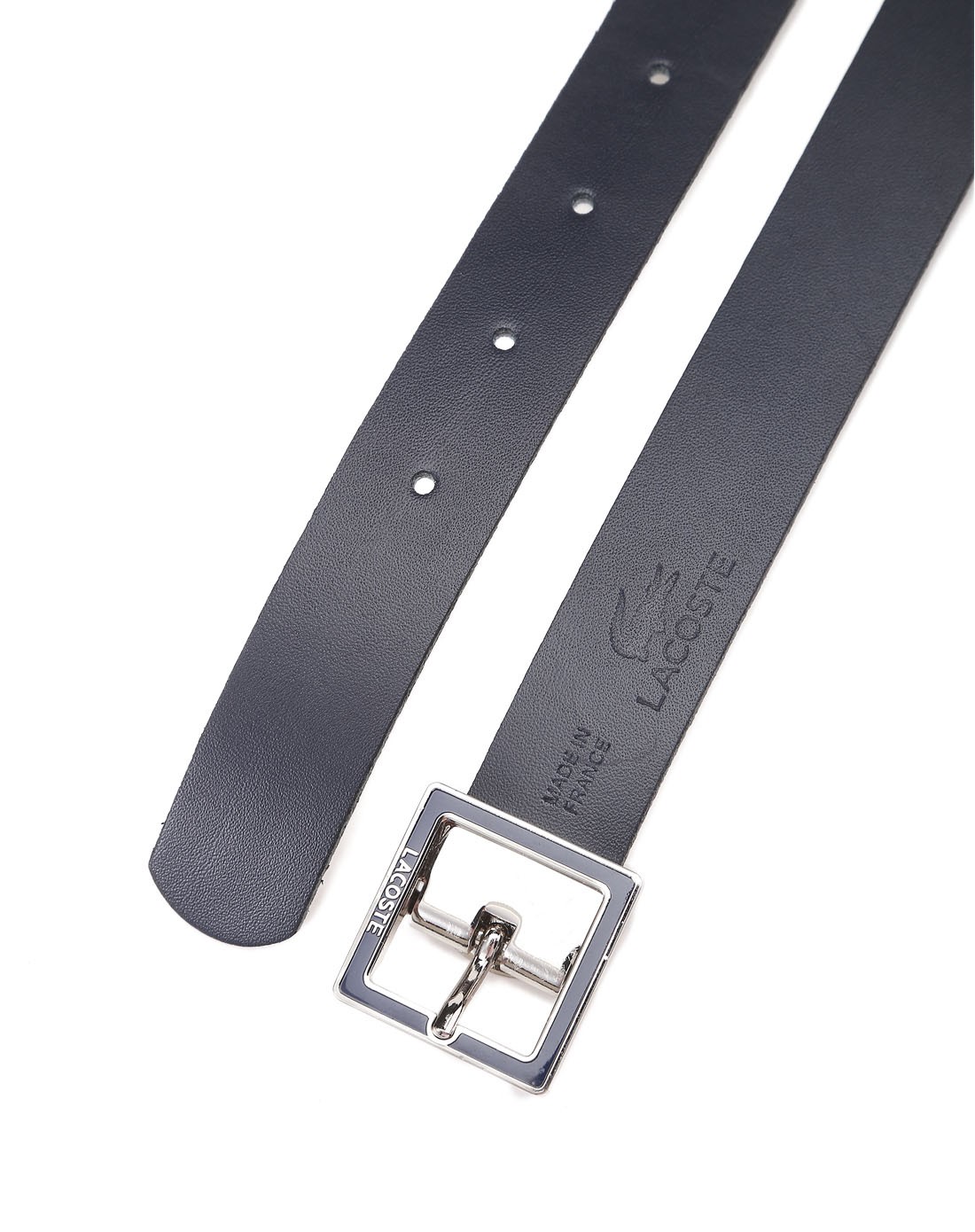 鳄鱼lacoste男女鞋包配件专场中性款藏蓝/白色大方双扣头皮带礼盒装rc