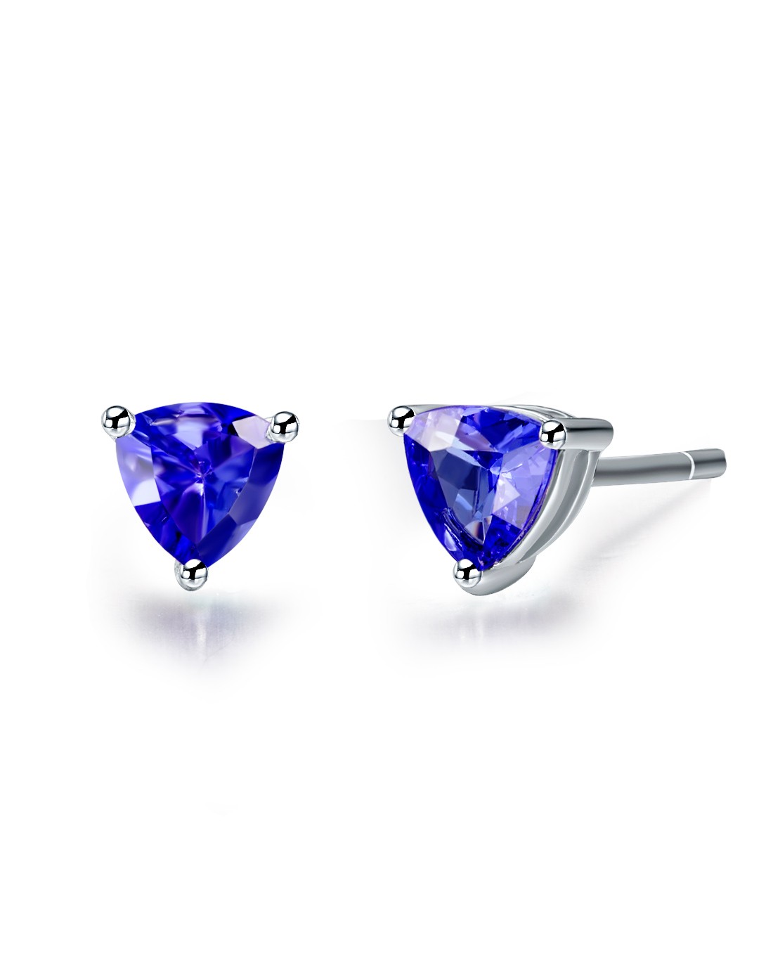 18k白金坦桑石耳钉