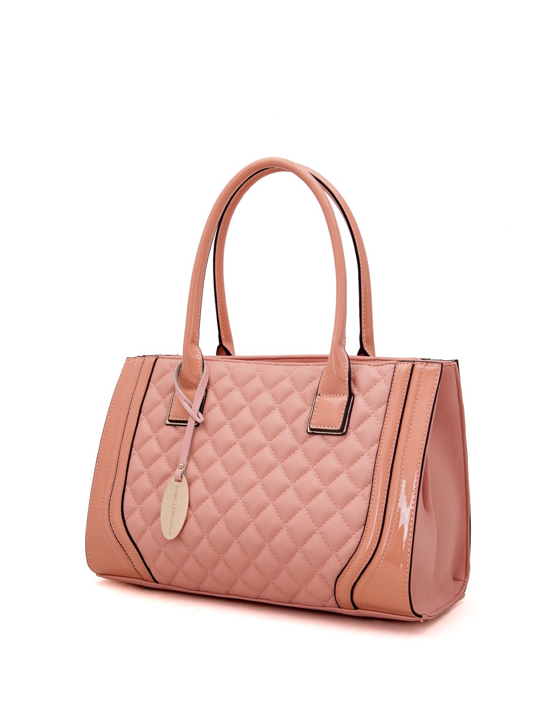 isabelle blanche 肉粉色经典复古绣线横款手提包