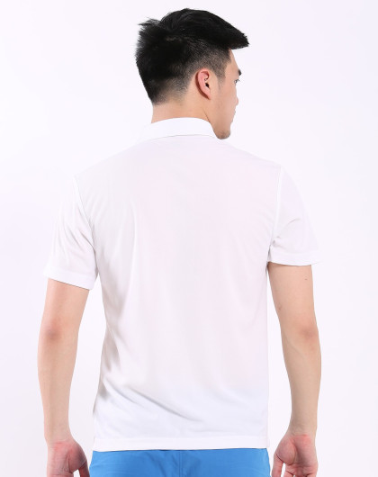男款纯白色翻领短袖t恤 简约透气速干