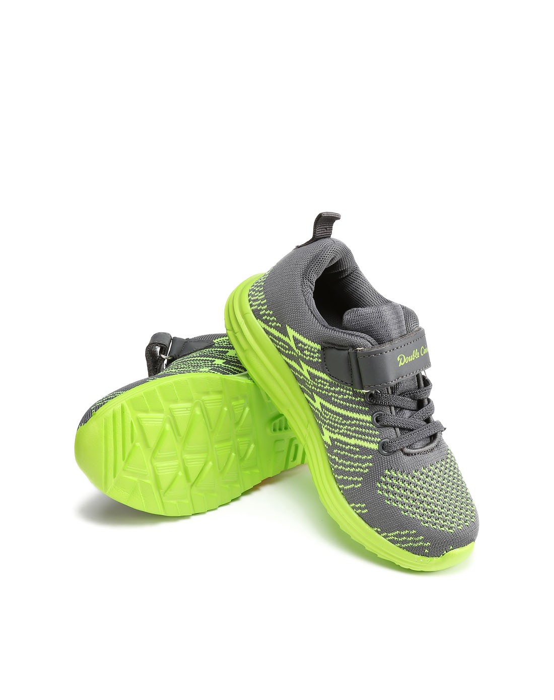 双钱牌男童浅灰荧光绿休闲防滑轻跑运动鞋