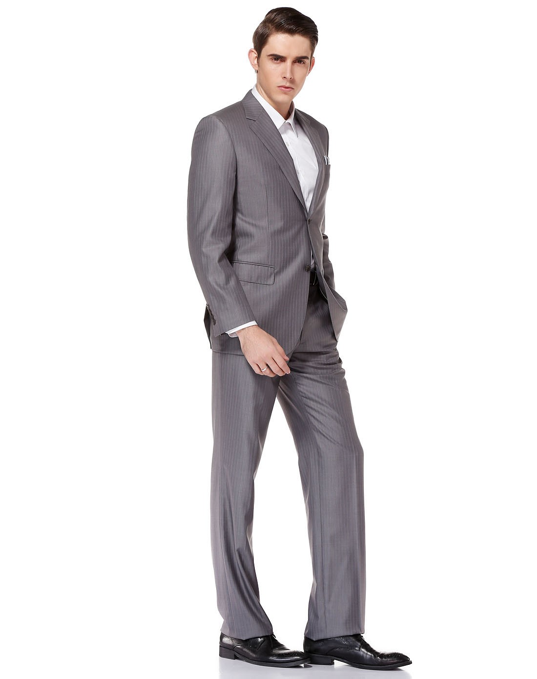 银灰色帅气时尚长袖西装套装