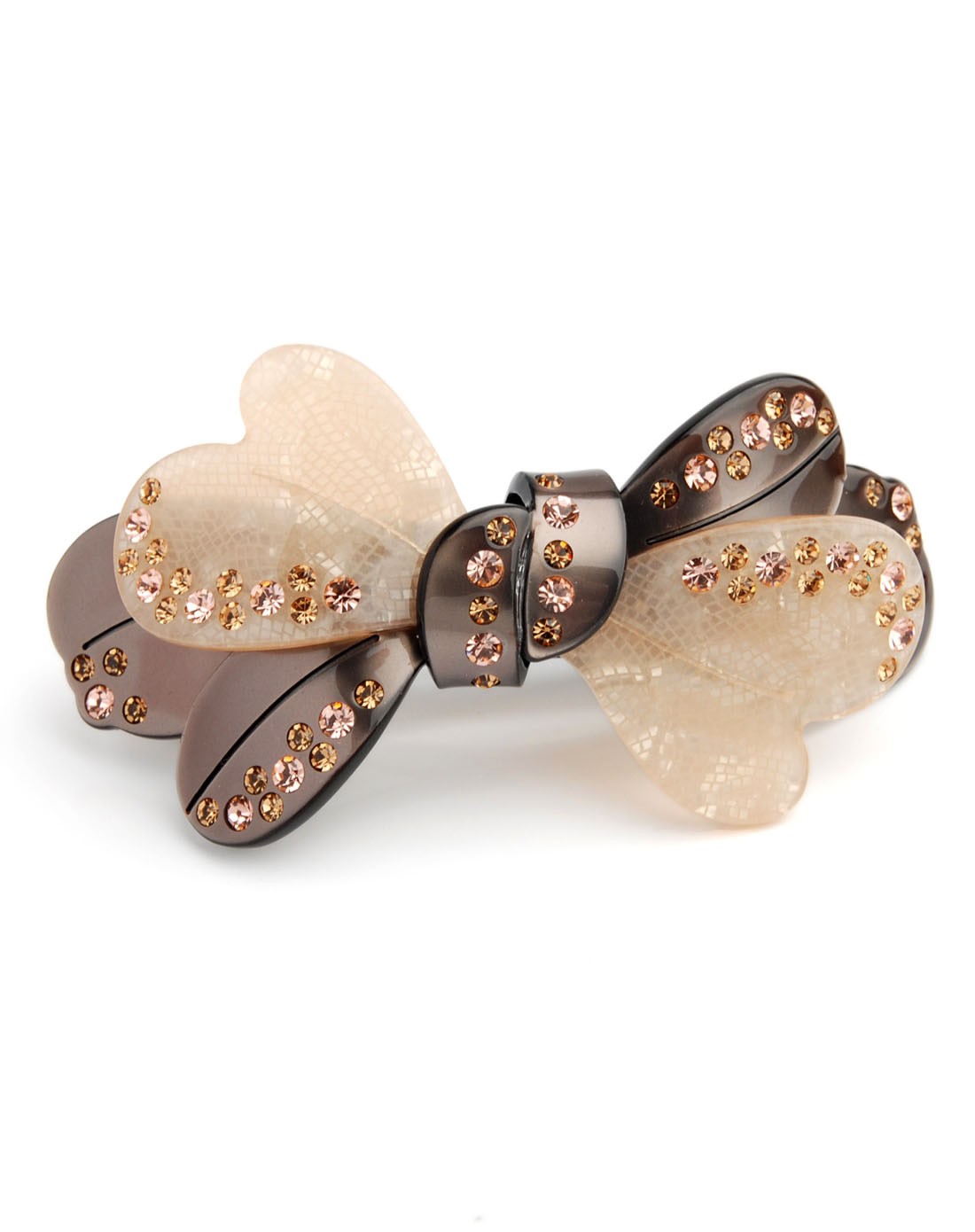 香水巴黎蝴蝶结发夹杏褐色