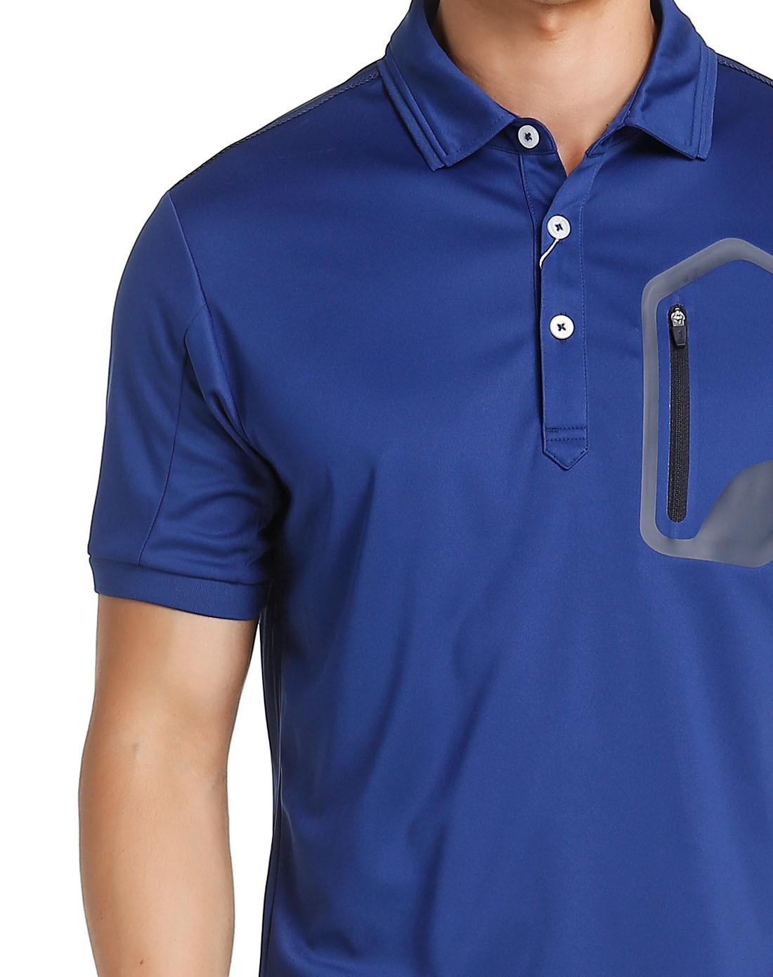 舒爽快干 男款深钴蓝色短袖t恤 简洁翻领