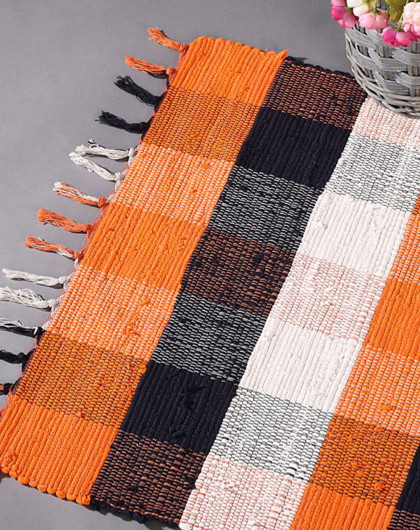 碎布地垫-橙色格50*80cm