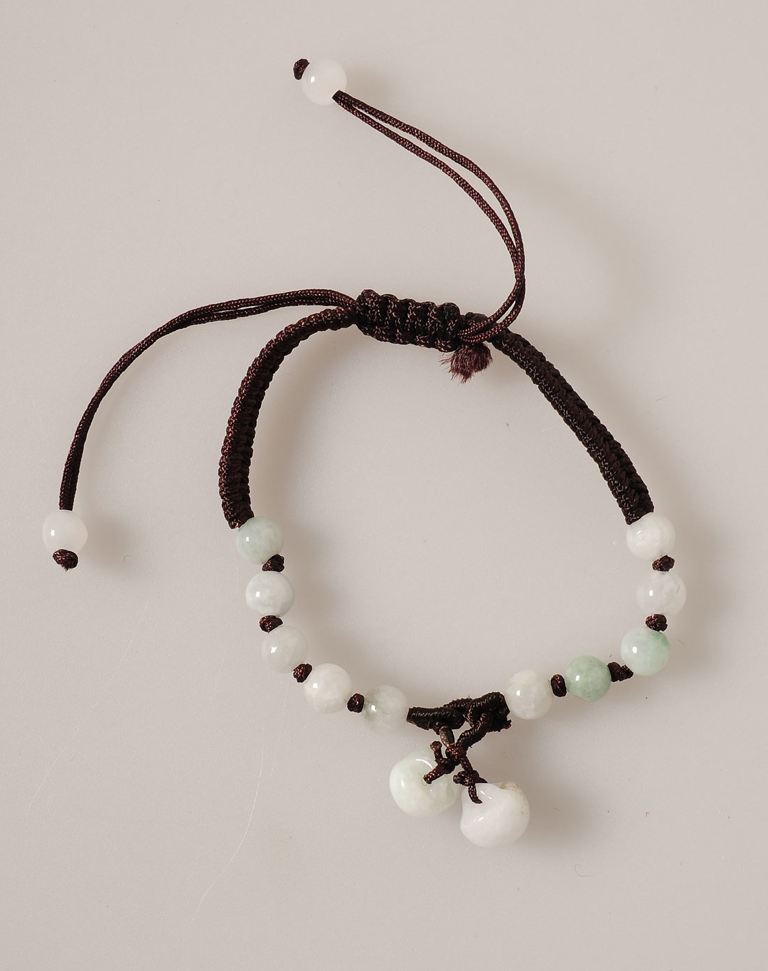 天然翡翠珠黑线编织手链