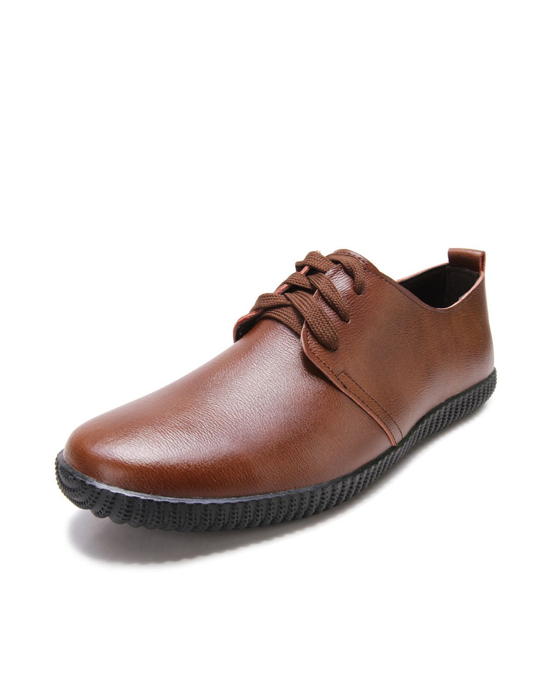 棕色纯牛皮休闲鞋