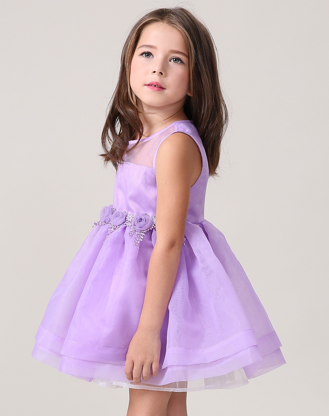 米奇丁当 女童浅紫色连衣裙