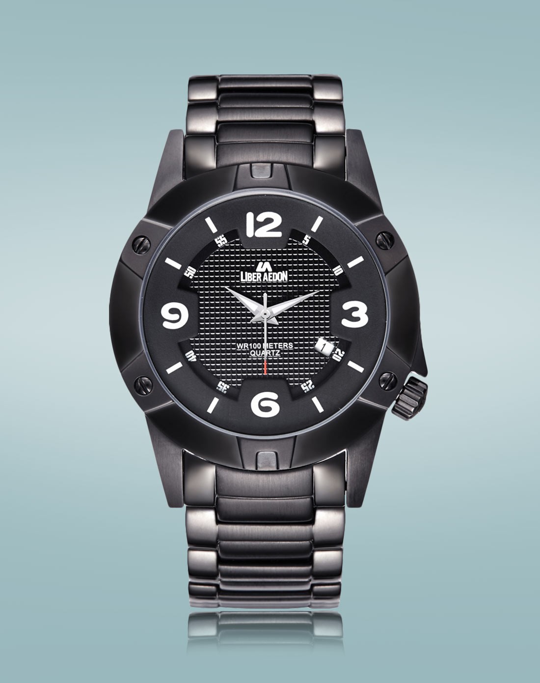 励柏艾顿liber aedon手表专场 > 男款 乔治巴顿系列简约黑钢深度防水