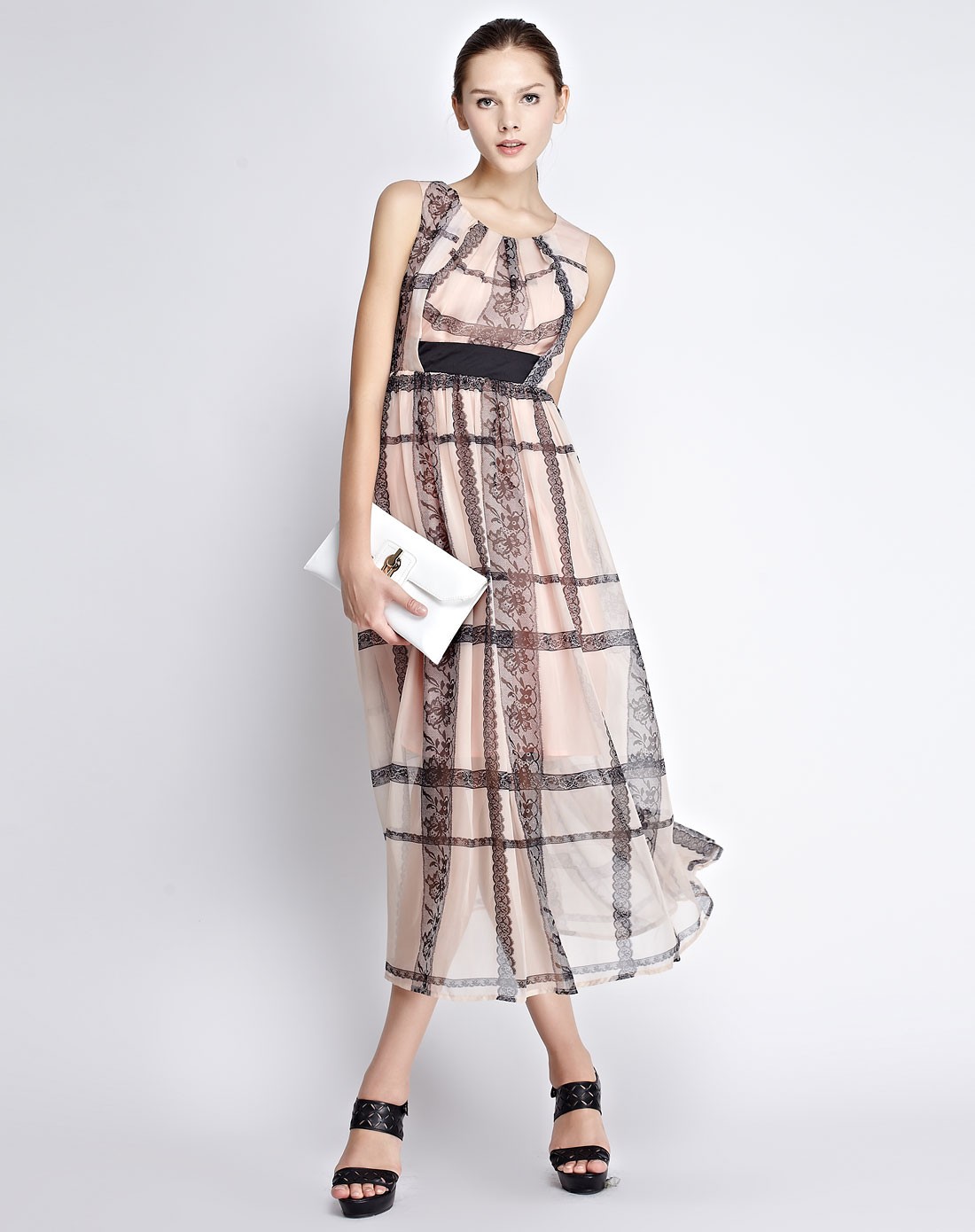 ugoccam杏色收腰合身款连衣裙axl012475_唯品会