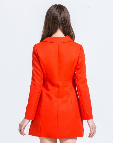 女式绯红色长袖韩版风衣