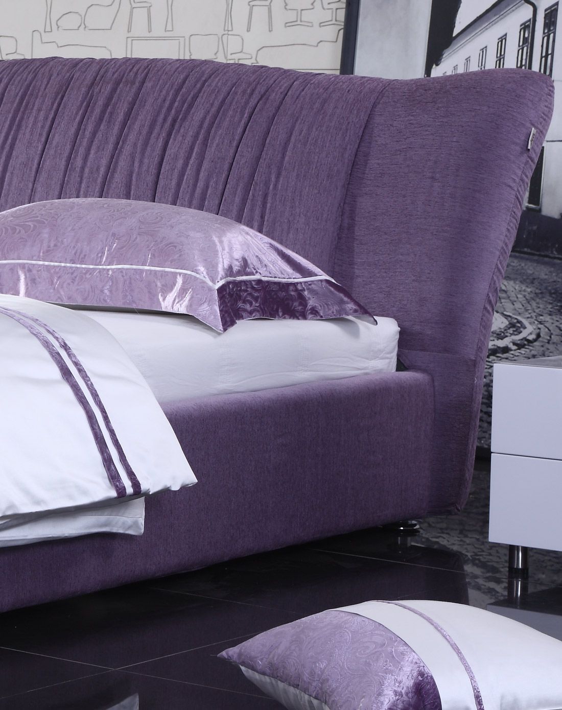 8米布艺床紫色