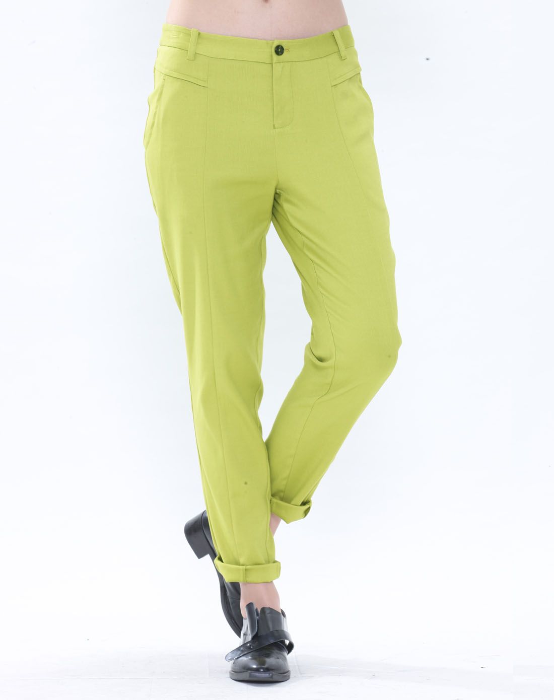 芥末绿色文艺ol休闲裤