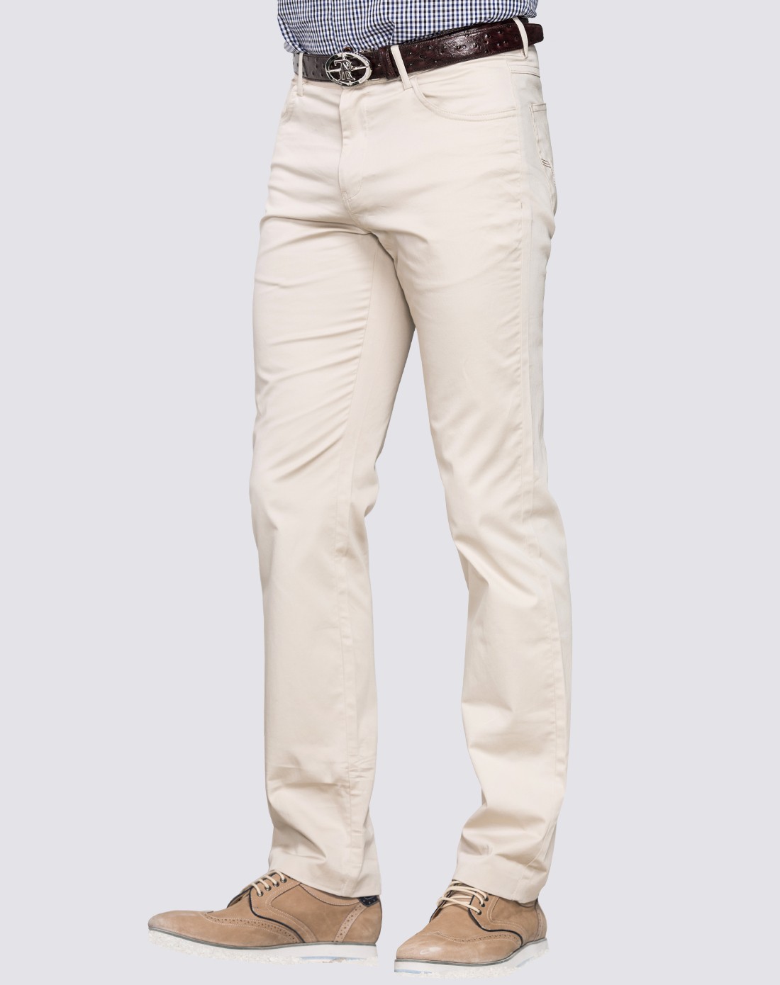 米白休闲时尚青年修身长裤