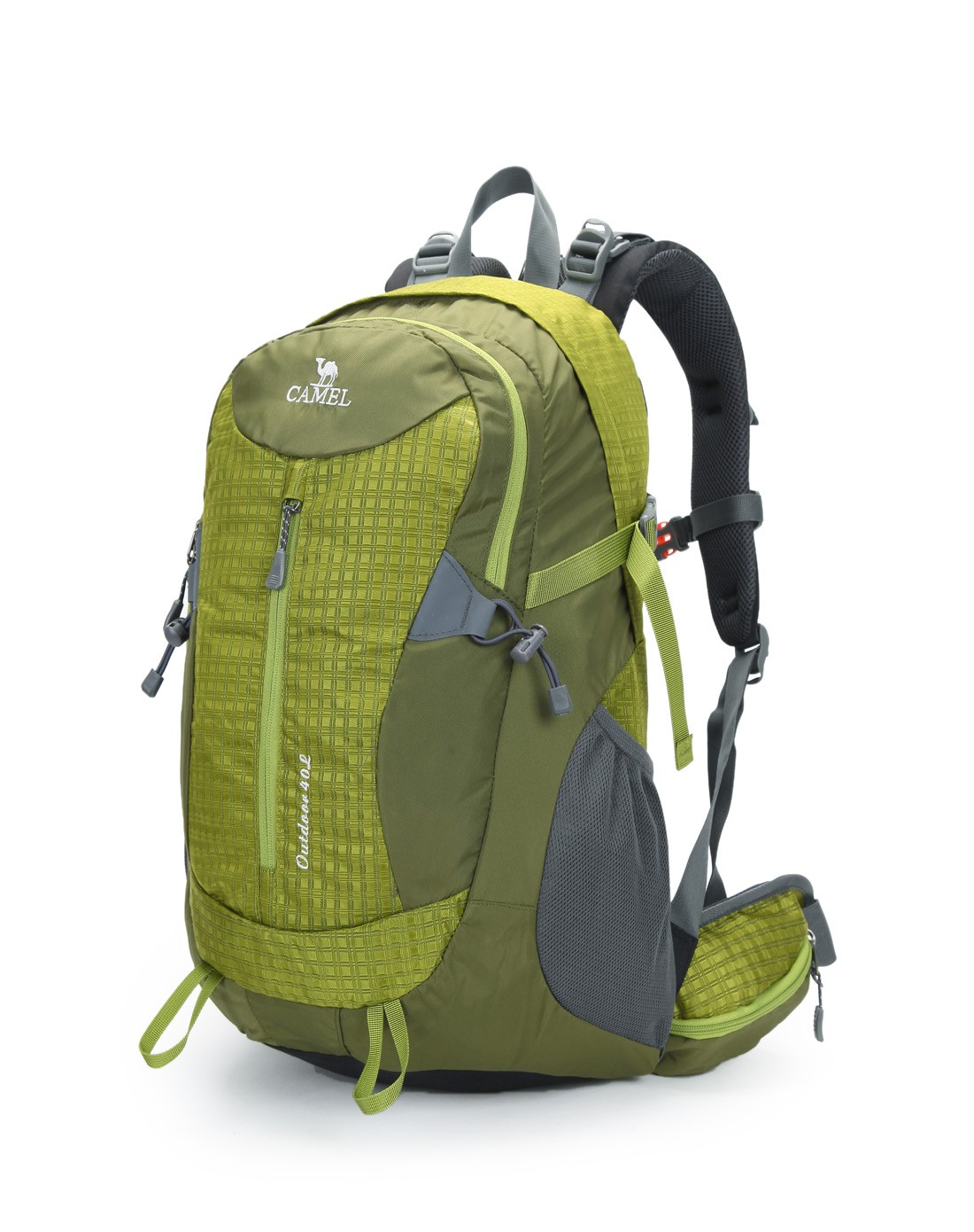 中性绿色户外徒步双肩40l登山包