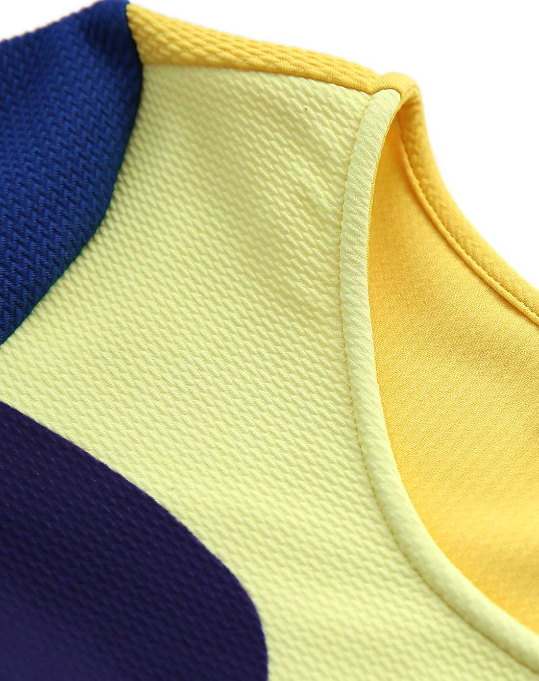 天使之城 黄蓝撞色拼接修身印花圆领连衣裙