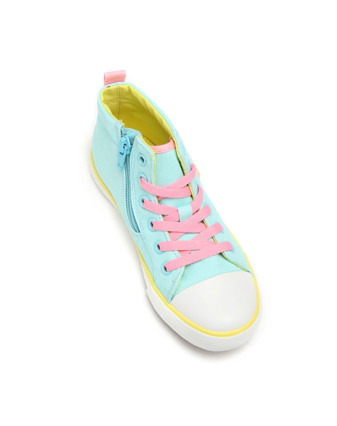 女童冰蓝色侧拉链帆布鞋