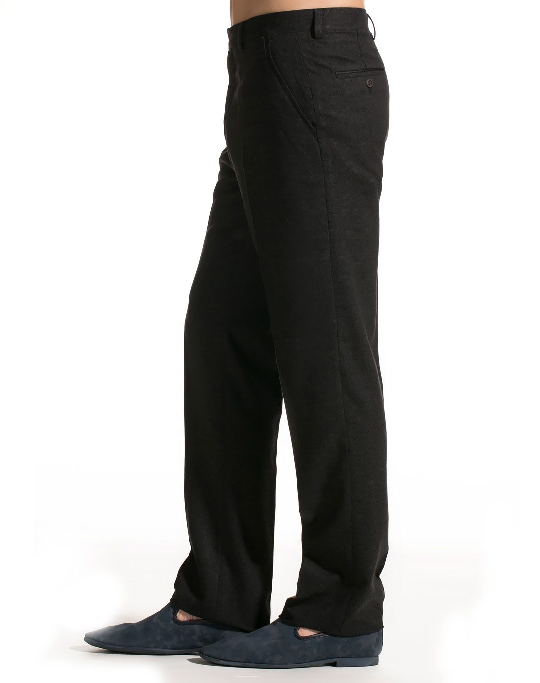 男士麻黑色商务休闲西裤