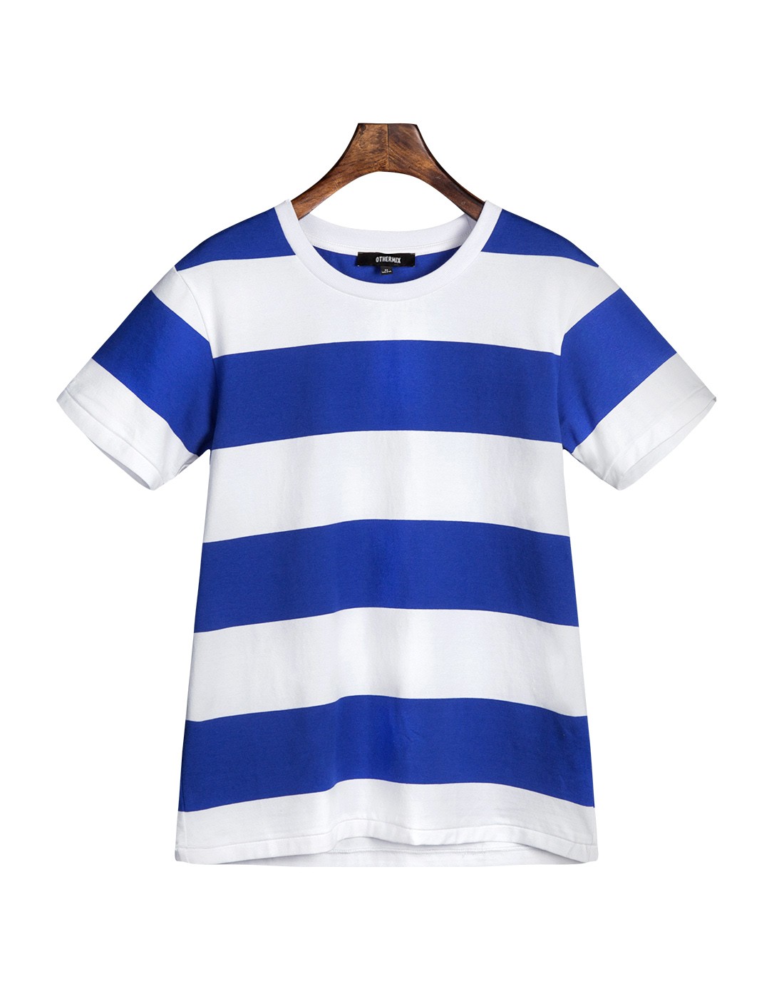 other mix蓝白色 条纹印花宽松短袖t恤