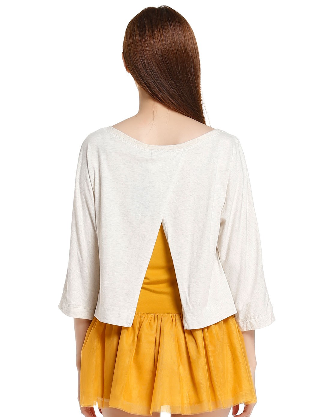 女款浅灰色都市时尚八分袖上衣